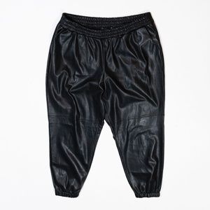 Eloquii Black Cropped Faux Leather Joggers